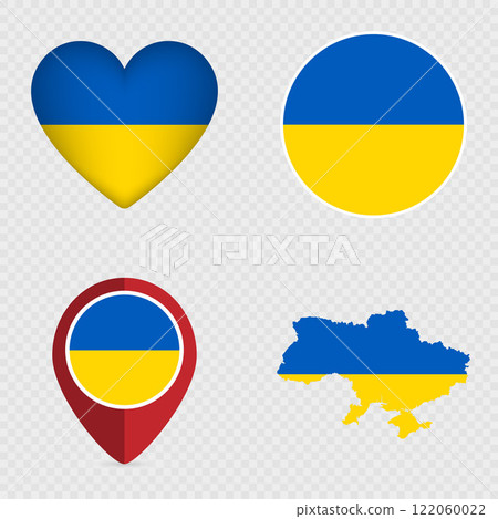 Ukraine Flag Icons Pack. Vector illustration. 122060022