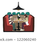 Illustration of two women having tea at a restaurant 122060240