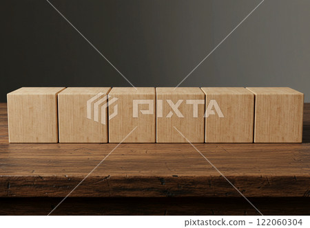 Six simple cubes on a table 122060304