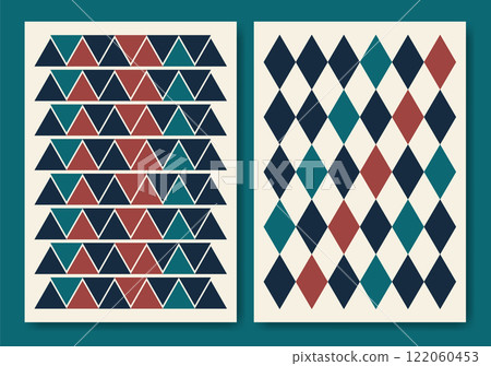 Modern vector abstract geometric poster collection. Retro Memphis style simple background 122060453