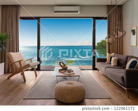 Ocean view from the living room window 122061172