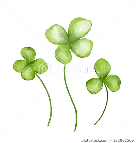 Green clover leaves. Watercolor illustration. 122061569