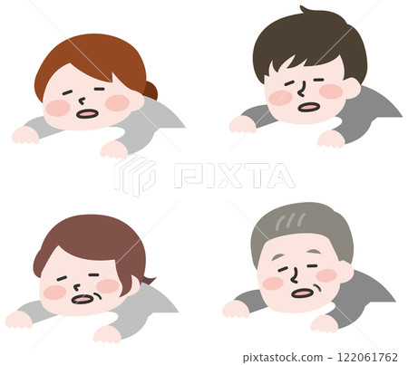 Set of exhausted people 122061762