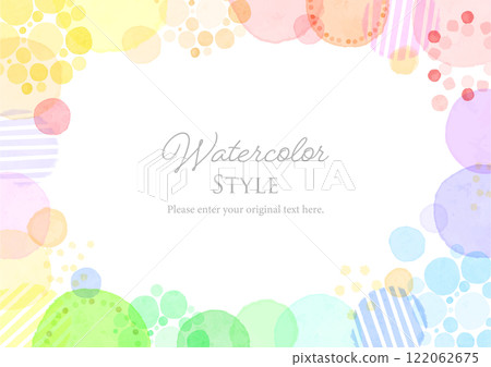 Colorful POP watercolor polka dot pattern transparent background title frame copy space Colorful POP watercolor polka dot pattern transparent background title frame copy space 122062675