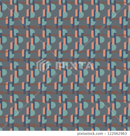 Abstract line shape geometric motif basic pattern continuous background. Oriental style tile modern lux fabric design textile swatch.  122062963