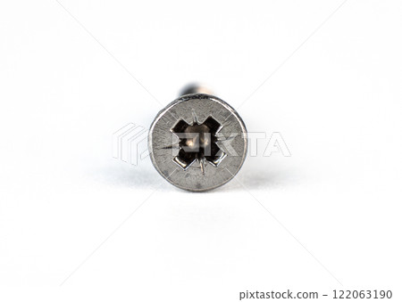 metallic screw with a unique star-shaped head detail 122063190