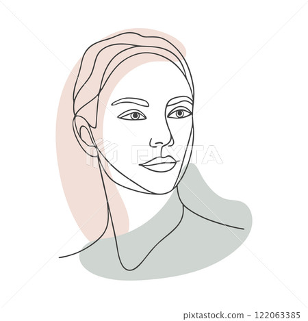 Abstract portrait of a beautiful young woman. Line art. Hand drawn illustration in sketch style. Abstract portrait of a beautiful young woman. Line art. Hand drawn illustration in sketch style. 122063385