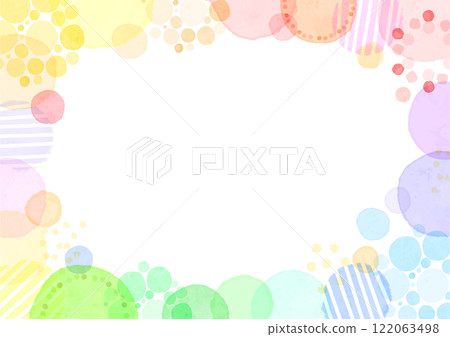 彩色 POP 水彩圓點圖案透明背景標題框複製空間 122063498