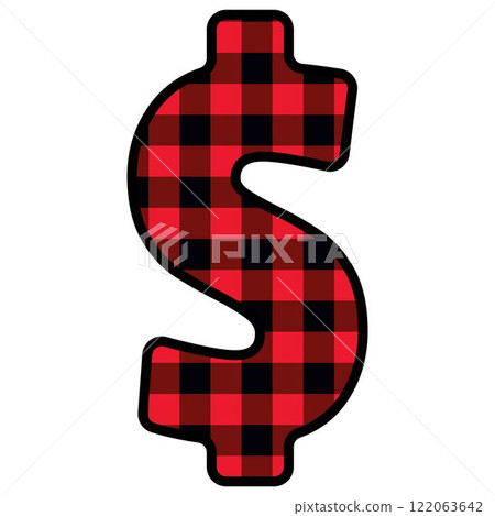 Alphabet number punctuation mark font, red lumberjack plaid pattern for dollar sign Alphabet number punctuation mark font, red lumberjack plaid pattern for dollar sign 122063642