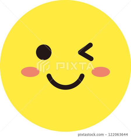 Facial expression icon yellow simple circle single wink Facial expression icon yellow simple circle single wink 122063644