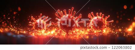 3D红色的冠状病毒模型图片 122063802