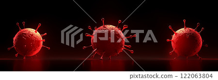 3D红色的冠状病毒模型图片 122063804