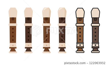 Cute recorder illustration material set 122063932