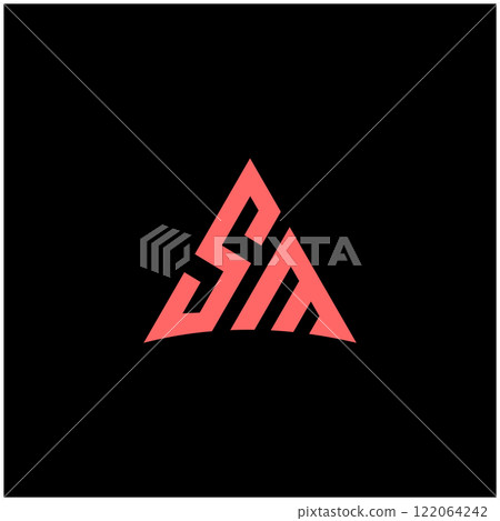Initial Letter SM Linked Triangle Design Logo 122064242