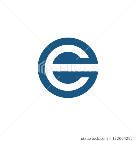 E logo vector blue rounded 122064293
