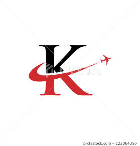 letter K travel airplane logo vector 122064350