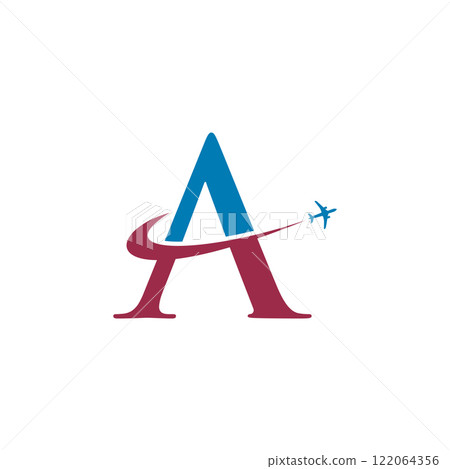 letter A travel airplane logo vector 122064356