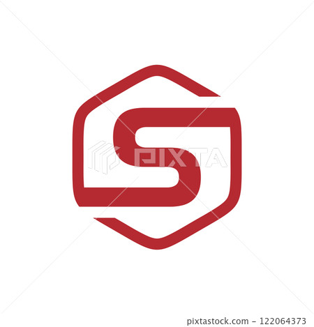 initial S hexagon logo vector 122064373
