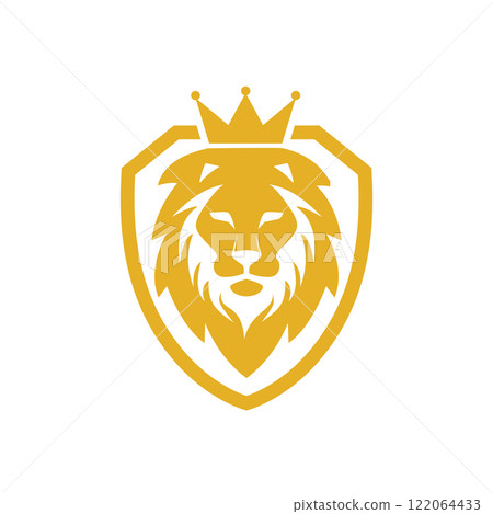 illustration lion king shield logo 122064433