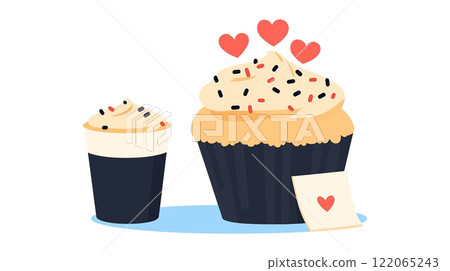 Cupcake and Coffee Pairing in Flat Design Style Vector Art Cupcake and Coffee Pairing in Flat Design Style Vector Art 122065243