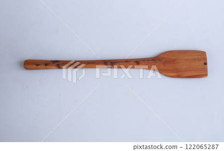 Wooden kitchen utensils stacked view 122065287