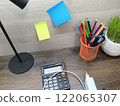 various items on the office desk . High-quality photo 122065307