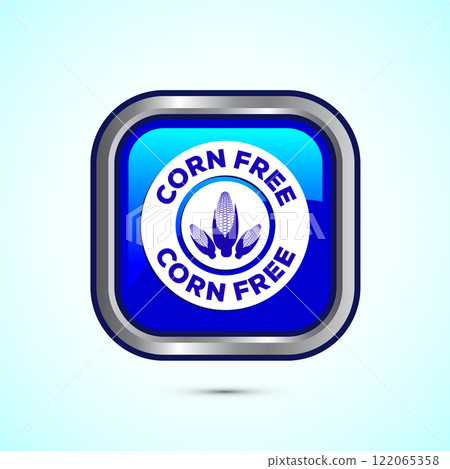 Corn free icon design illustration. Natural products, allergens, Food Intolerance. Button design 122065358