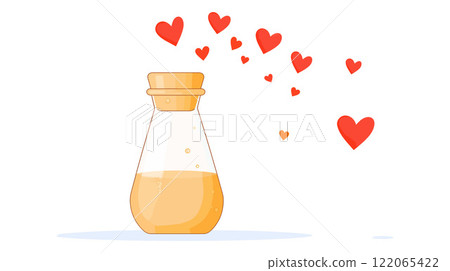 Love Potion Jar with Hearts in Minimal Flat Design Vector Art 122065422