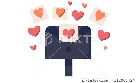 Mailbox overflowing with love letters in flat vector art Mailbox overflowing with love letters in flat vector art 122065424