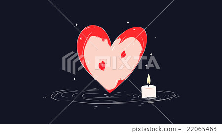 Heart Candle Design in Minimal Flat Style Vector Art Heart Candle Design in Minimal Flat Style Vector Art 122065463