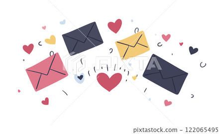 Colorful Envelopes and Hearts in Flat Design Vector Art Colorful Envelopes and Hearts in Flat Design Vector Art 122065495