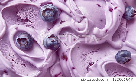 Closeup of purple ice cream texture. Abstract background and texture for design. 3D rendering. Berry ice cream, top view. Closeup of purple ice cream texture. Abstract background and texture for design. 3D rendering. Berry ice cream, top view. 122065647