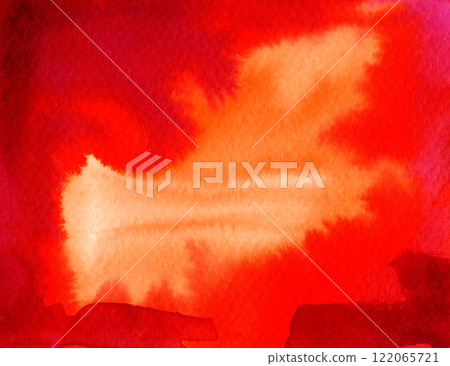 red watercolor paint background, abstract fire sunset, fall orange backdrop, fluid ink autumn texture 122065721