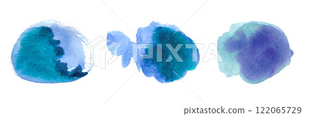 Abstract blue watercolor splashes with ocean-inspired gradients. Perfect for modern decor, design backgrounds, or calming artistic projects 122065729