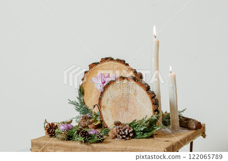 Christmas composition of fresh flowers Christmas composition of fresh flowers 122065789