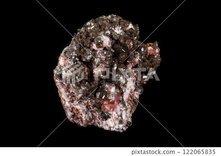 Macro mineral stone Pink Amethyst on a black background Macro mineral stone Pink Amethyst on a black background 122065835