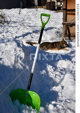 Backyard snow removal, winter shoveling, winter housework, driveway snow removal Backyard snow removal, winter shoveling, winter housework, driveway snow removal 122065856