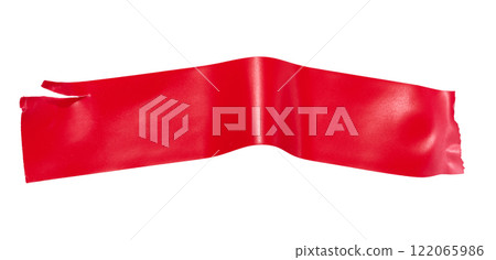 Torn piece of rubber tape on isolated background 122065986