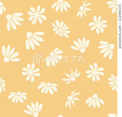 Decorative seamless vintage pattern in classic style with small flowers, ditsy. Silhouettes of flowers, Two-color ornament in pastel colors, wedding 122066101
