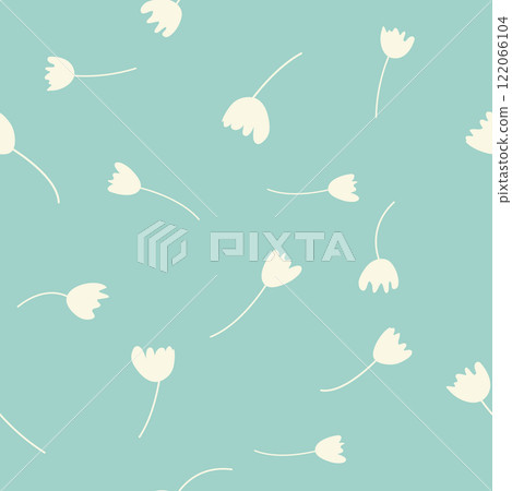 Vintage Decorative seamless pattern in classic style with small flowers, ditsy. Light silhouettes of flowers, two-color ornament shabby chic. 122066104