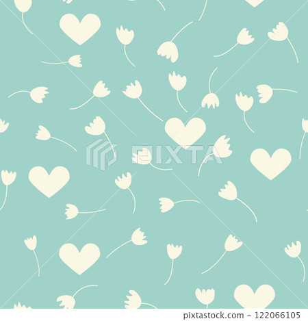 Vintage Decorative seamless pattern in classic style with small flowers, ditsy. Light silhouettes of flowers, two-color ornament shabby chic. 122066105