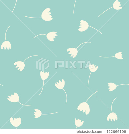 Vintage Decorative seamless pattern in classic style with small flowers, ditsy. Light silhouettes of flowers, two-color ornament shabby chic. 122066106