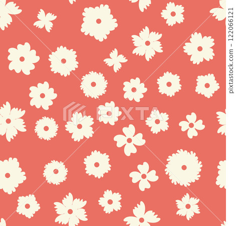 Decorative seamless vintage pattern in classic style with small flowers, ditsy. Silhouettes of flowers, Two-color ornament in pastel colors Decorative seamless vintage pattern in classic style with small flowers, ditsy. Silhouettes of flowers, Two-color ornament in pastel colors 122066121