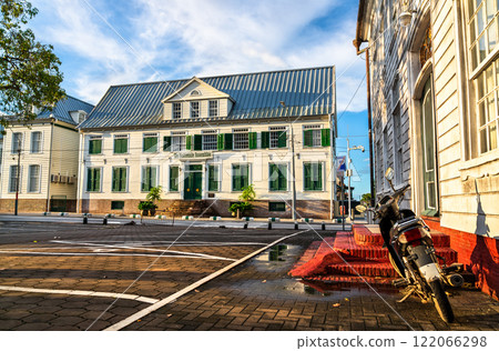 National Assembly in a historic building in Paramaribo, the capital of Suriname in South America 122066298