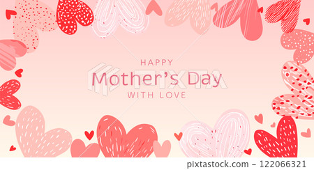 Cute hand drawn heart frame design to celebrate Mother's Day. Vector illustration 122066321