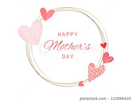 Pink and red hearts circle frame. Mother's Day design 122066420