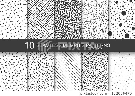 Collection of swatches memphis patterns - seamless. 122066470