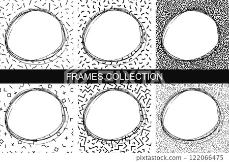 Hand drawn frames.Memphis style - fashion 80-90s. 122066475