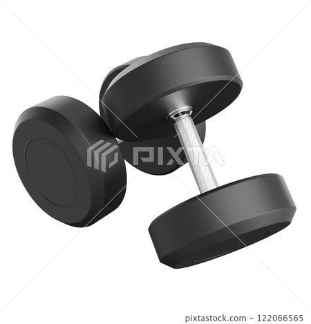 Two Blank Round Rubber Dumbbells, weightlifting gym equipment top view Two Blank Round Rubber Dumbbells, weightlifting gym equipment top view 122066565