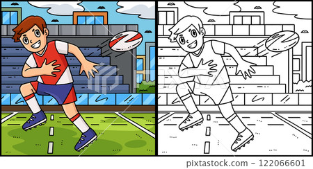Rugby Player Passing Ball Backwards Illustration Rugby Player Passing Ball Backwards Illustration 122066601